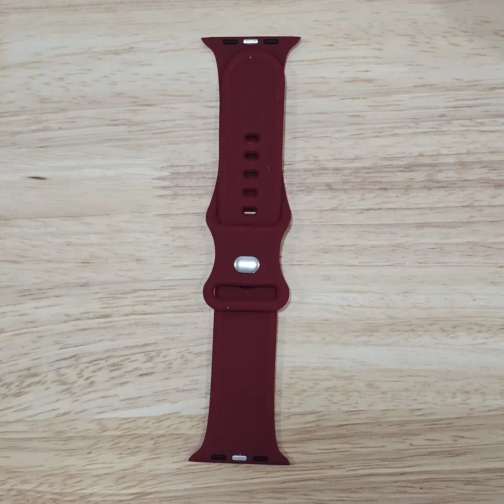 Burgundy Christmas Silicone Sport Band Wrist Strap For Apple Watch 42/44/45/49mm